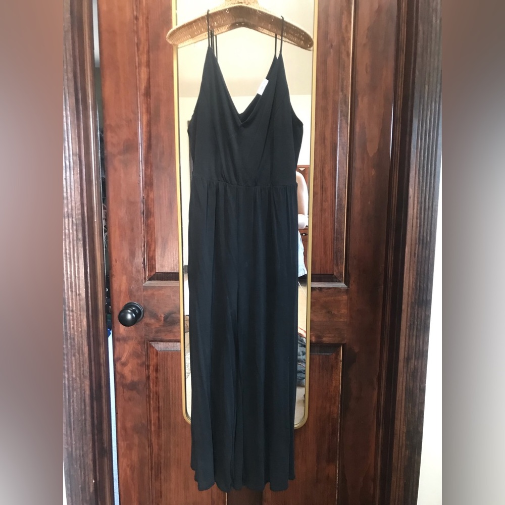 Dark gray spaghetti strap midi jumpsuit
